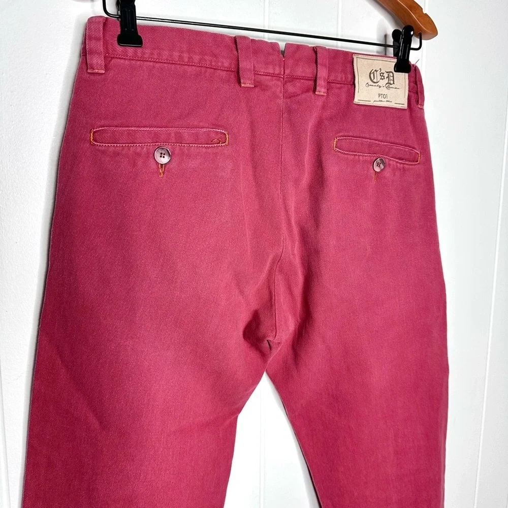 PT01 Carnaby’s Denim Red Pink Trentaquattro Button Fly Chino Pants Trousers - Picture 11 of 12